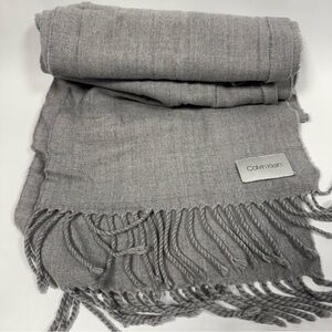 Calvin Klein Scarf Grey Women’s Fringe Light Weight Cute Winter Fall Wrap Shawl